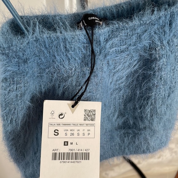 Zara fluffy crop top in blue - Picture 4 of 5